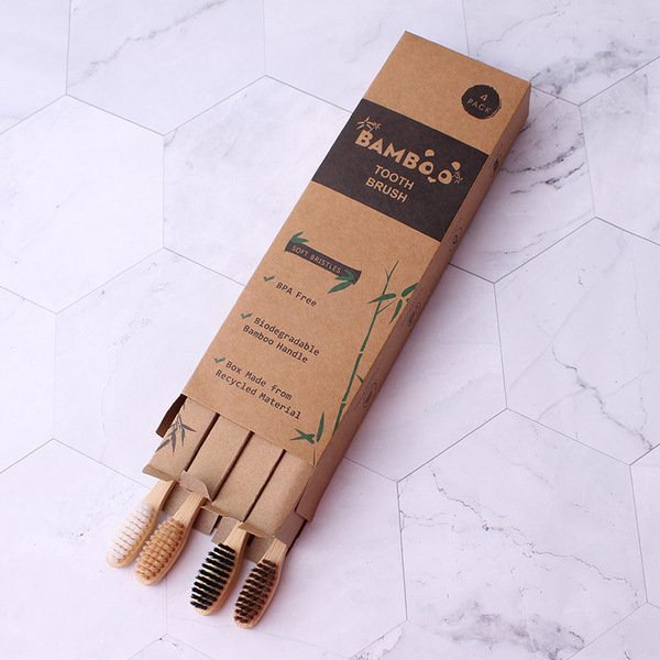 4pc Bamboo Toothbrush Soft Hair Household Toothbrush - বাঁশের টুথব্রাশ