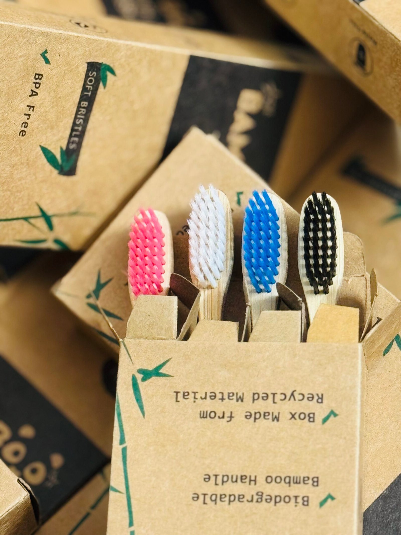 4pc Bamboo Toothbrush Soft Hair Household Toothbrush - বাঁশের টুথব্রাশ - Image 3