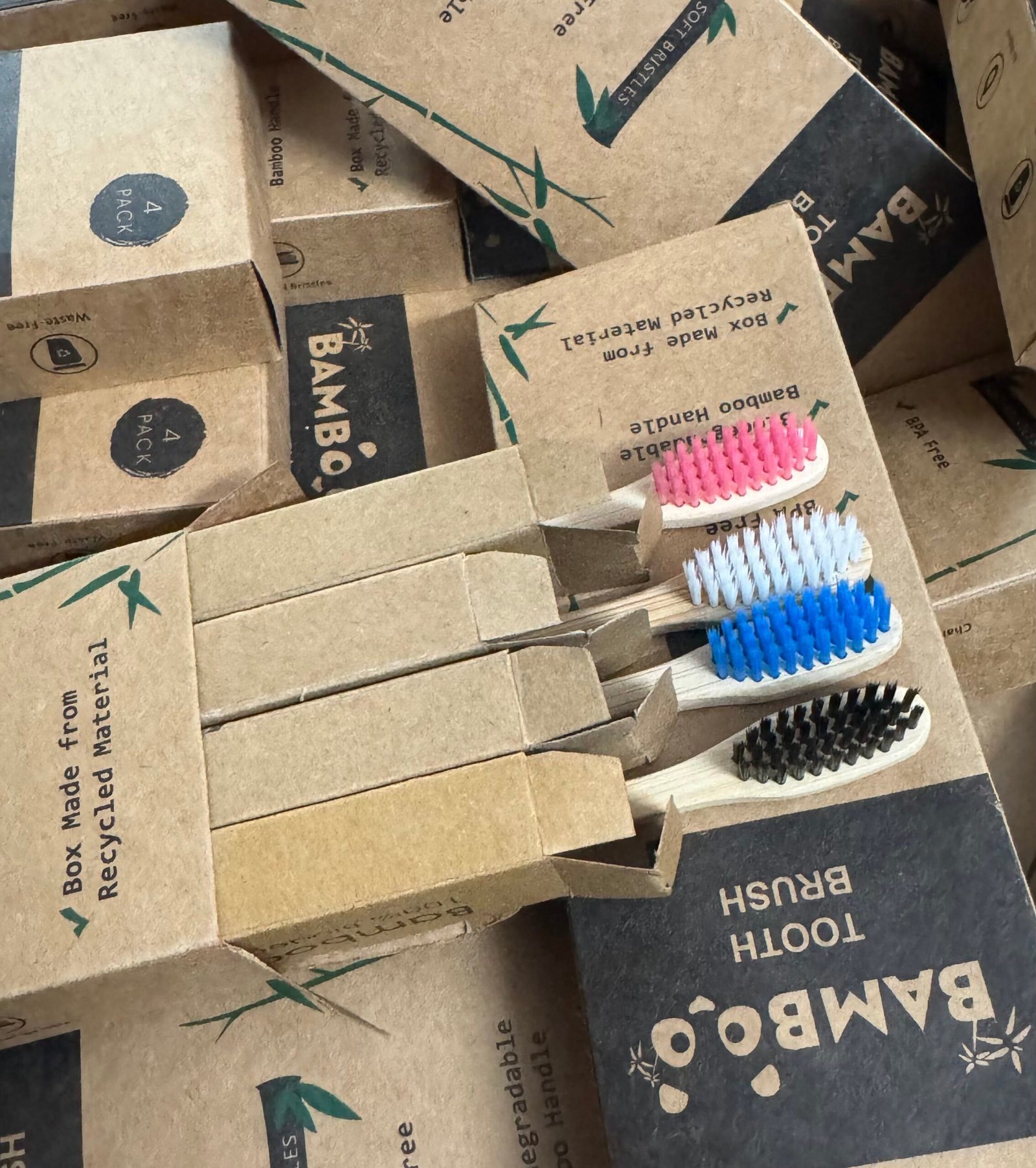 4pc Bamboo Toothbrush Soft Hair Household Toothbrush - বাঁশের টুথব্রাশ - Image 4