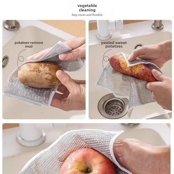 ১০পিস ডাবল-লেয়ার স্টিল ওয়্যার ডিশওয়াশিং কাপড় - Double-layer steel wire dishwashing cloth(10pc) - Image 6